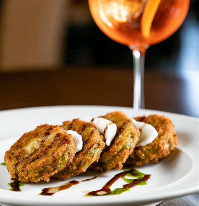 Crispy Heirloom Green Tomatoes.