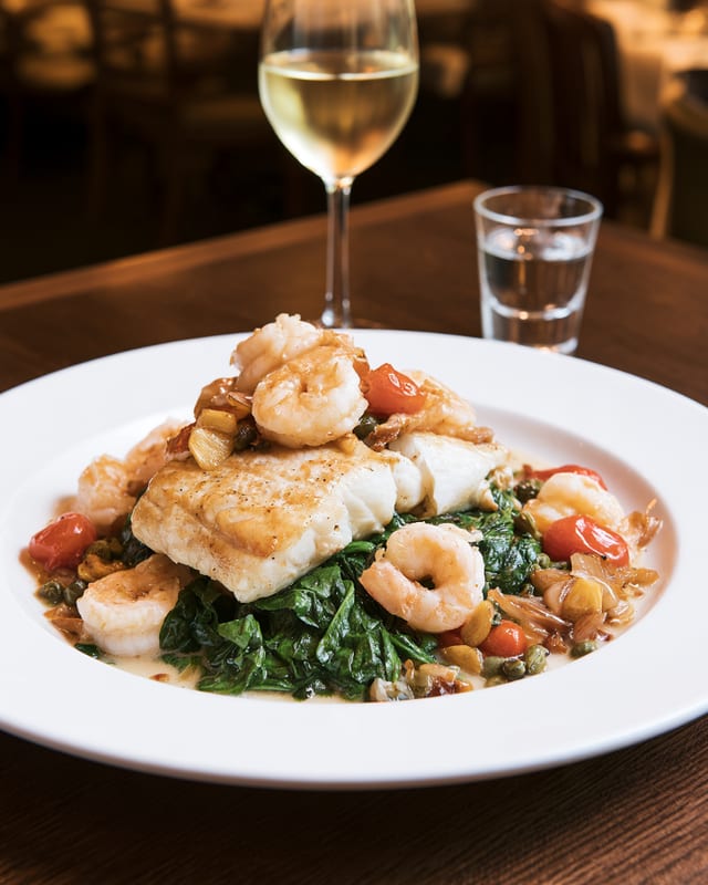 Grouper Florentine with Shrimp.