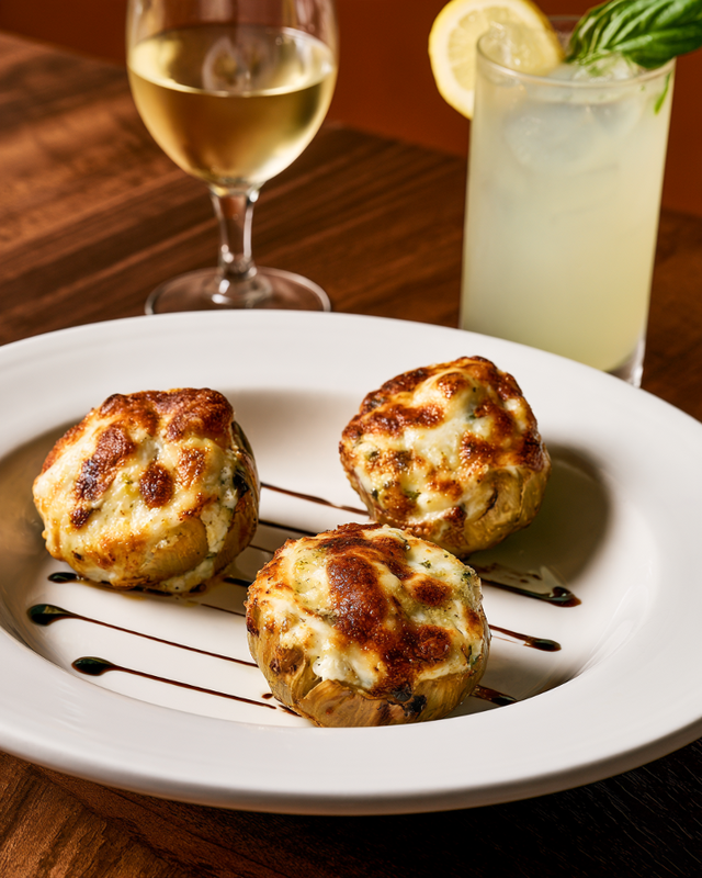Three-Cheese Stuffed Artichoke Bottoms.