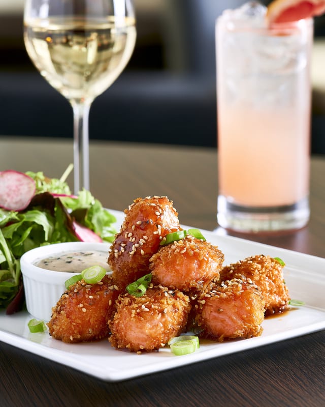 Teriyaki-Glazed Chilean Salmon Bites.