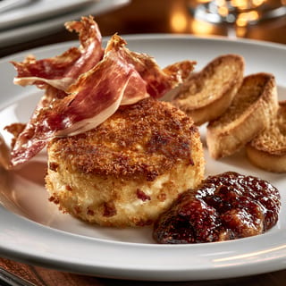 Fried Goat Cheese with Fig Jam & Prosciutto
