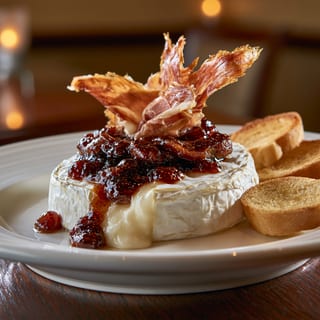 Baked Brie with Fig Preserves & Prosciutto